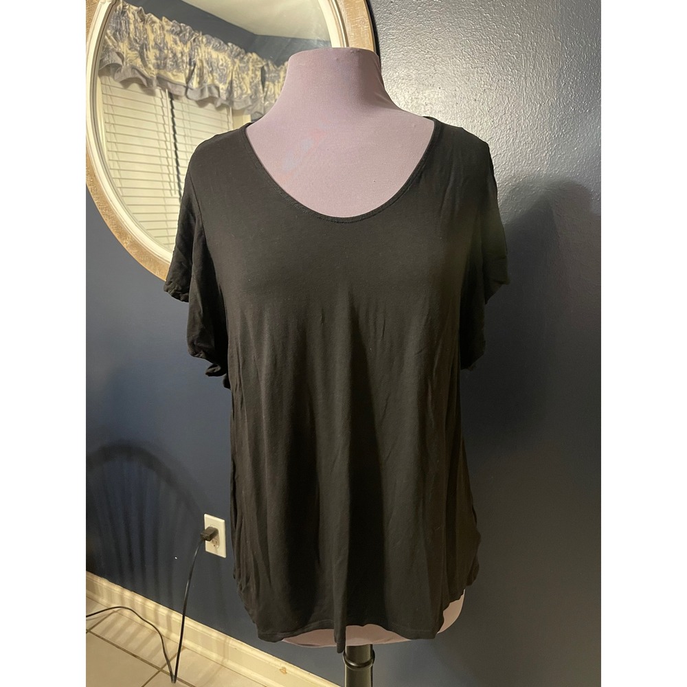 Old‎ Navy Black V Neck Flutter Sleeve Tunic Top Womens Size XL